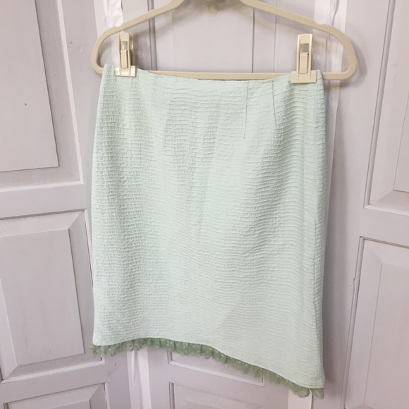 Rickie Freeman Teri John Pastel Green Textured Skirt - Picture 7 of 16